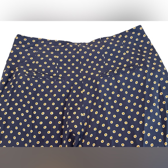 Women's Anthropologie Feather Bone Solstice Wide Leg Pants Navy Yellow Size 12 - Picture 3 of 11
